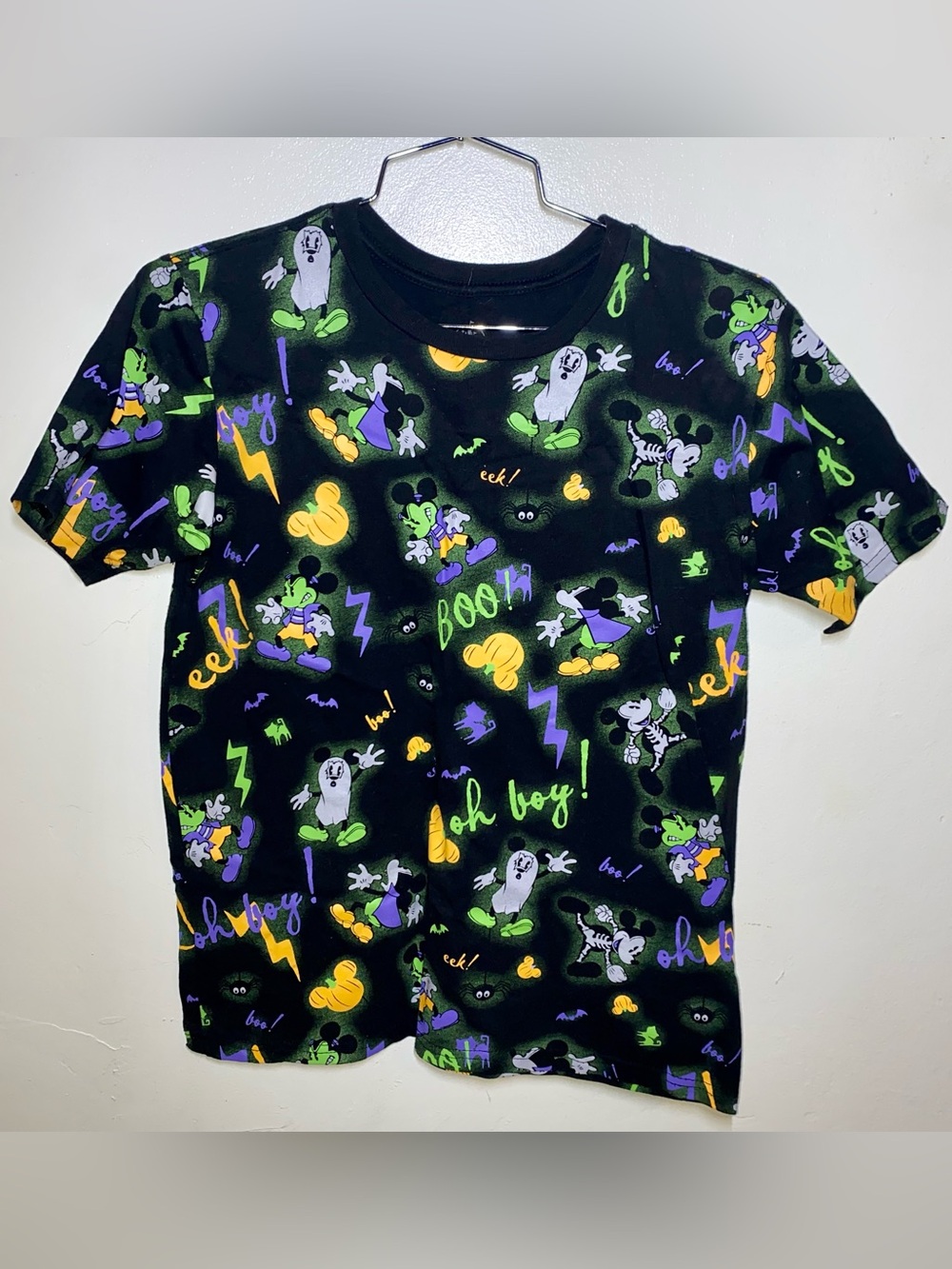 Halloween Kids Mickey Mouse Glow in The Dark Graphic Tee Size XL (14)